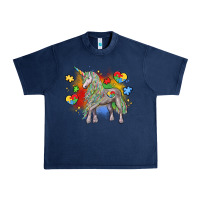 Navy autism unicorn Urban Heavy Tee - LillyAllenDesigns