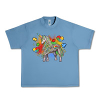 Pebble Blue autism unicorn Urban Heavy Tee - LillyAllenDesigns