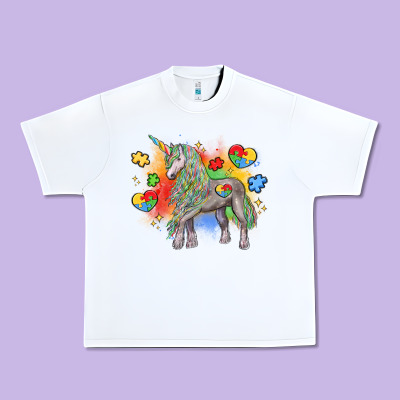 Autism Unicorn Urban Heavy Tee Designed By Lillyallendesigns