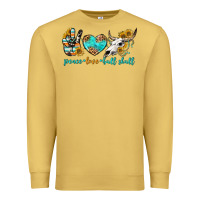 Antique Gold peace love bull skull bbs Premium Sweatshirt - BundleAndBundleShop