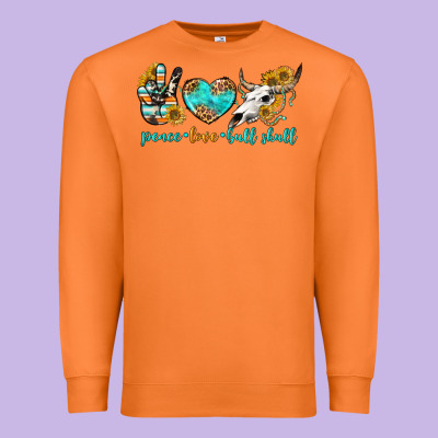 Peace Love Bull Skull Bbs Premium Sweatshirt Designed By Bundleandbundleshop