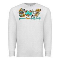 Oatmeal Heather peace love bull skull bbs Premium Sweatshirt - BundleAndBundleShop