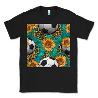 Black soccer balls and sunflowers with leopard and gemstone seamless pattern Classic Tee - BundleAndBundleShop
