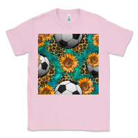 Bubblegum Pink soccer balls and sunflowers with leopard and gemstone seamless pattern Classic Tee - BundleAndBundleShop