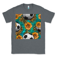 Charcoal Heather soccer balls and sunflowers with leopard and gemstone seamless pattern Classic Tee - BundleAndBundleShop