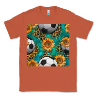 Copper soccer balls and sunflowers with leopard and gemstone seamless pattern Classic Tee - BundleAndBundleShop