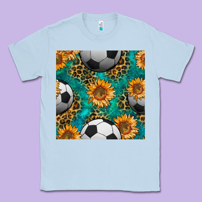 Soccer Balls And Sunflowers With Leopard And Gemstone Seamless Pattern Classic Tee Designed By Bundleandbundleshop