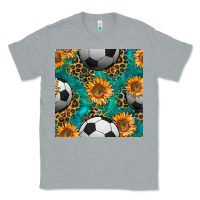 Heather Grey soccer balls and sunflowers with leopard and gemstone seamless pattern Classic Tee - BundleAndBundleShop