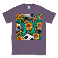 Lavender soccer balls and sunflowers with leopard and gemstone seamless pattern Classic Tee - BundleAndBundleShop