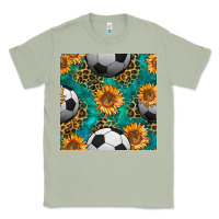 Matcha soccer balls and sunflowers with leopard and gemstone seamless pattern Classic Tee - BundleAndBundleShop