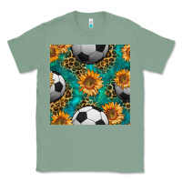 Sage soccer balls and sunflowers with leopard and gemstone seamless pattern Classic Tee - BundleAndBundleShop