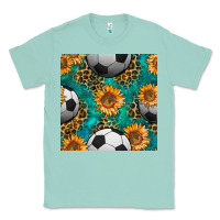 Seafoam soccer balls and sunflowers with leopard and gemstone seamless pattern Classic Tee - BundleAndBundleShop
