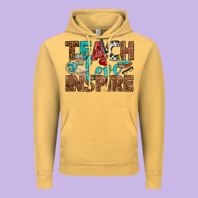 Teach Love Inspire With Leopard Vintage Hoodie Designed By Bundleandbundleshop