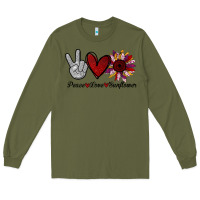 Army Green peace love sunflower Long Sleeve Tee - Bettercallsaul