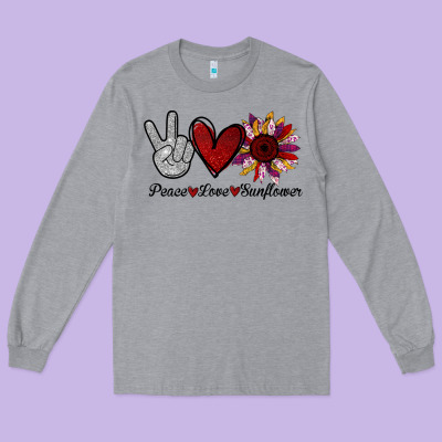 Peace Love Sunflower Long Sleeve Tee Designed By Bettercallsaul