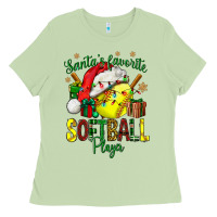 Matcha Santa's Favorite Softball player Ladies Tee - NancyCooperArtShop