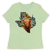 Matcha texas map highland cow Ladies Tee - Jasminsmagicworld