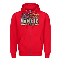 Red American junkie 4th of july Zipper Hoodie - CowGirlArtShop
