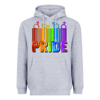 Heather Grey Pride Barcode Heavyweight Hoodie - FaDigitalArtStudio