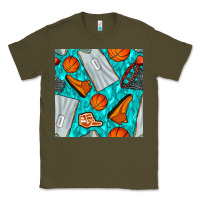 Army Green basketball uniform and hoop seamless pattern Classic Tee - BundleAndBundleShop
