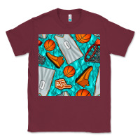 Burgundy basketball uniform and hoop seamless pattern Classic Tee - BundleAndBundleShop