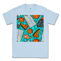 Dusty Blue basketball uniform and hoop seamless pattern Classic Tee - BundleAndBundleShop