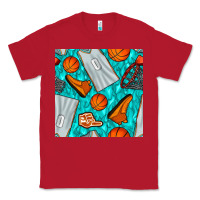 Red basketball uniform and hoop seamless pattern Classic Tee - BundleAndBundleShop