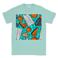 Seafoam basketball uniform and hoop seamless pattern Classic Tee - BundleAndBundleShop