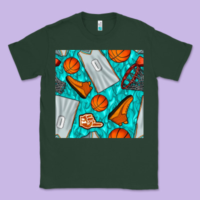 Basketball Uniform And Hoop Seamless Pattern Classic Tee Designed By Bundleandbundleshop