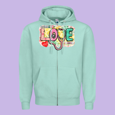 Love Nursing Leopard Zipper Hoodie Designed By Cowgirlartshop