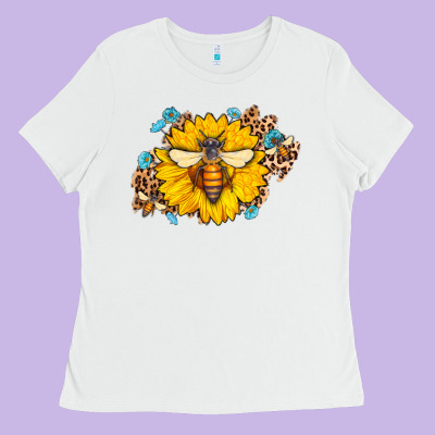 Bee Sunflower Leopard Ladies Tee Designed By Jasminsmagicworld
