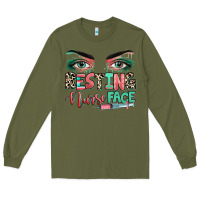 Army Green resting nurse face Long Sleeve Tee - RanaPortraitStore