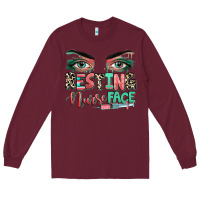 Burgundy resting nurse face Long Sleeve Tee - RanaPortraitStore