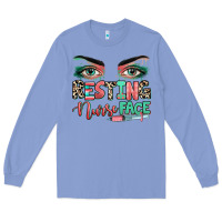 Colony Blue resting nurse face Long Sleeve Tee - RanaPortraitStore