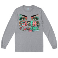 Heather Grey resting nurse face Long Sleeve Tee - RanaPortraitStore