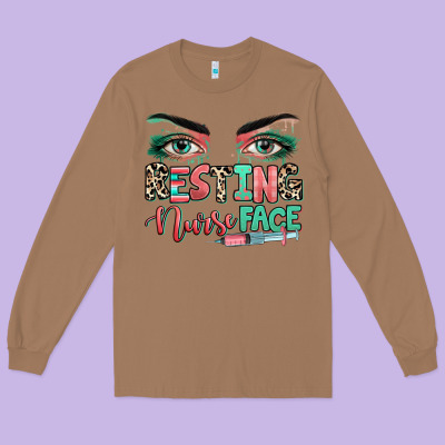 Resting Nurse Face Long Sleeve Tee Designed By Ranaportraitstore