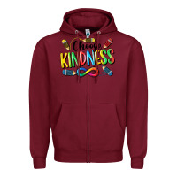 Burgundy Chose Kindness Autism Zipper Hoodie - CowGirlArtShop