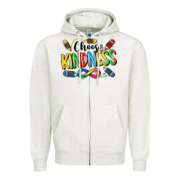 Oatmeal Heather Chose Kindness Autism Zipper Hoodie - CowGirlArtShop