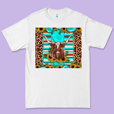 Texas Longhorn Sunflower Gemstone Premium Tee Designed By Jahusdesignshop