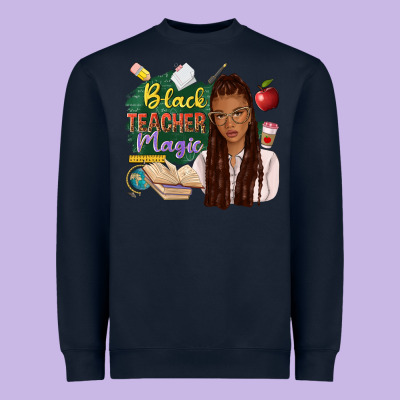 Black Teacher Magic With Afro Heavyweight Sweatshirt Designed By Nancycooperartshop