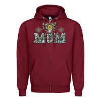 Burgundy Mom with Cow skull Mother's Day Zipper Hoodie - CowGirlArtShop