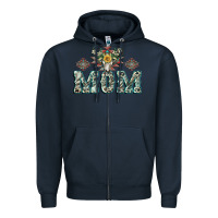 Navy Mom with Cow skull Mother's Day Zipper Hoodie - CowGirlArtShop