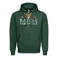 Sports Green Mom with Cow skull Mother's Day Zipper Hoodie - CowGirlArtShop