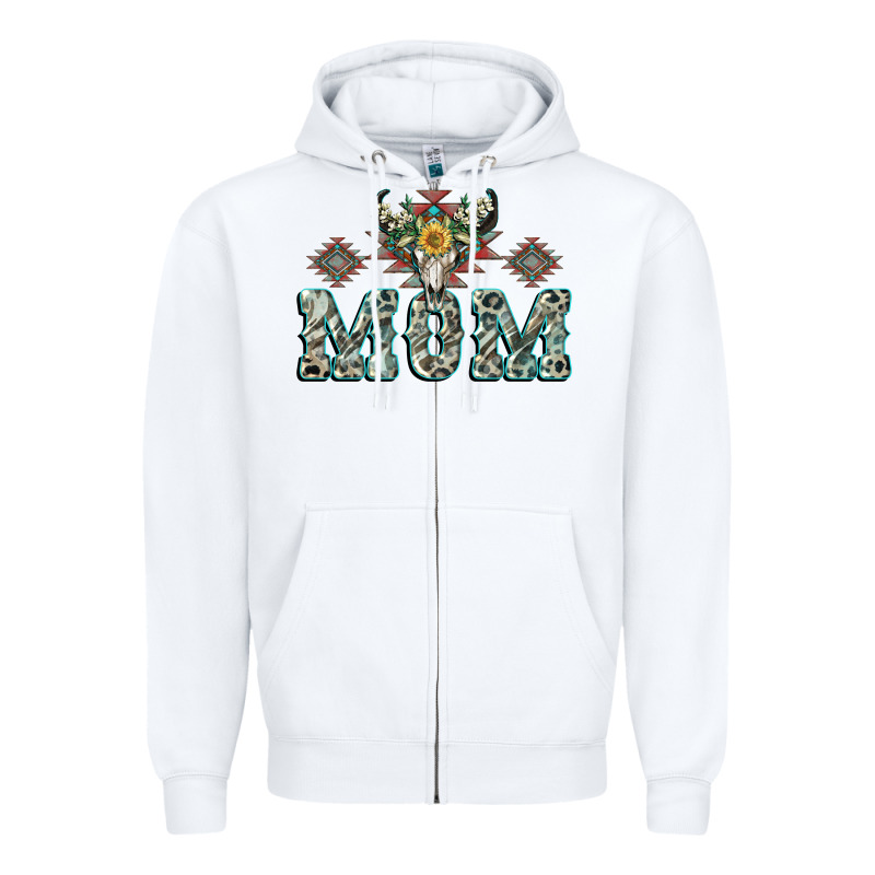 Mom With Cow Skull Mother's Day Zipper Hoodie by CowGirlArtShop | Teevron
