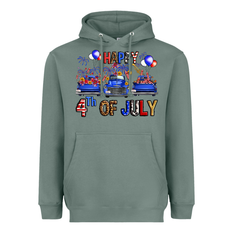 Western Truck Hello Fourth Of July America Heavyweight Hoodie by FaDigitalArtStudio | Teevron