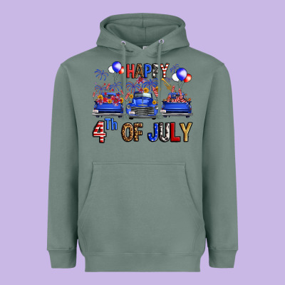 Western Truck Hello Fourth Of July America Heavyweight Hoodie Designed By Fadigitalartstudio