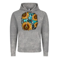 Cloud Rock sunflower cowhide and turquoise patches Vintage Hoodie - RanaPortraitStore