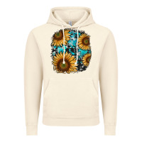 Vintage Artic sunflower cowhide and turquoise patches Vintage Hoodie - RanaPortraitStore