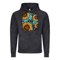 Vintage Black sunflower cowhide and turquoise patches Vintage Hoodie - RanaPortraitStore