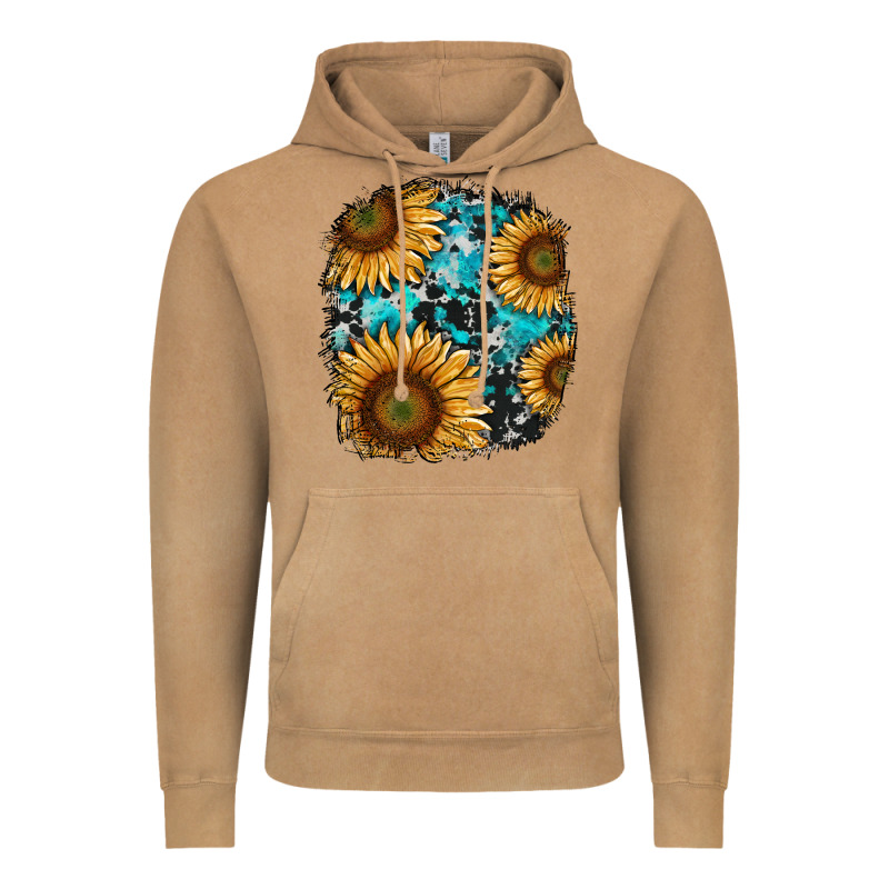 Sunflower Cowhide And Turquoise Patches Vintage Hoodie by RanaPortraitStore | Teevron